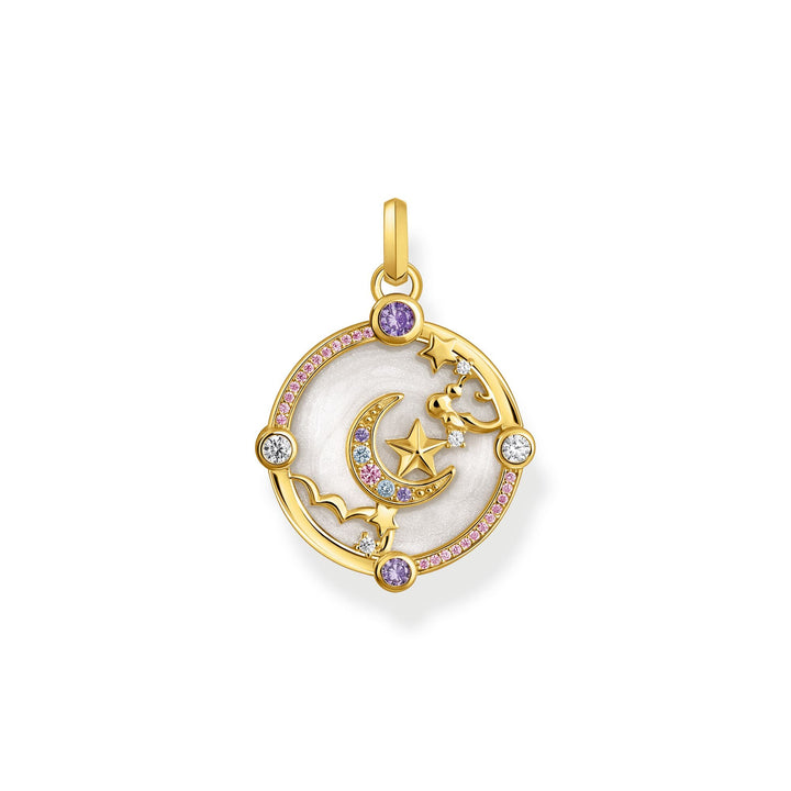 Thomas Sabo Cosmic Amulet Gold Tone Crescent Moon Pendant PE