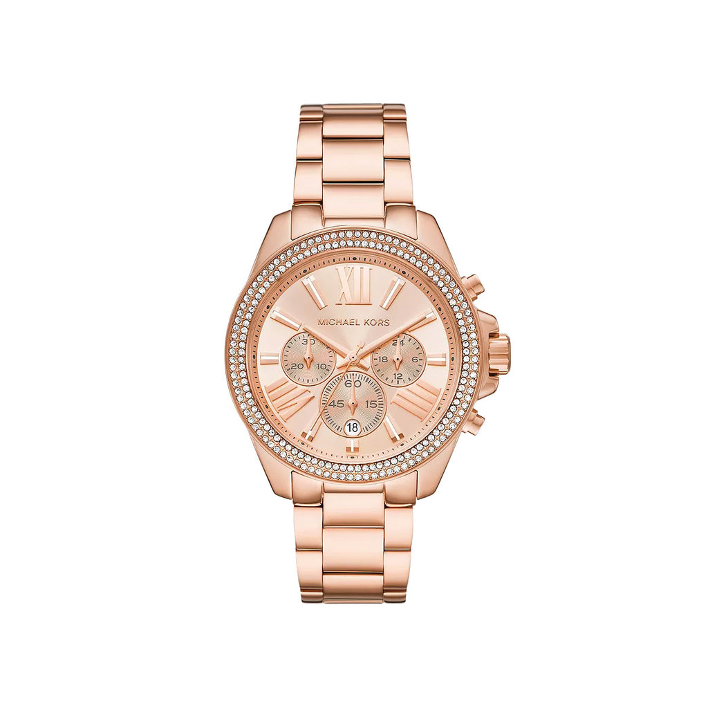 Michael Kors 'Wren' Rose Tone Crystal Chronograph Watch MK74