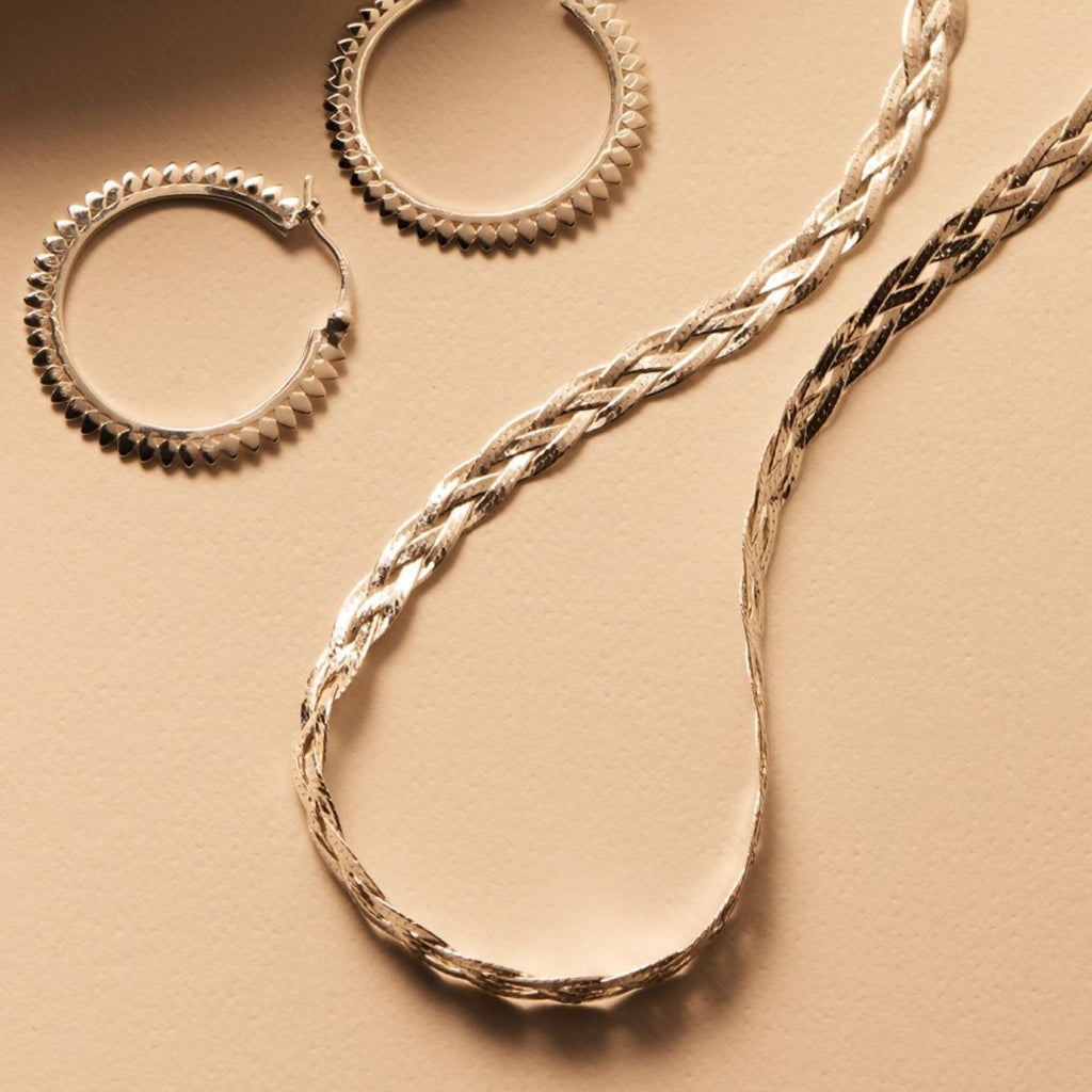 Najo Radiance Sterling Silver Plaited Herringbone Necklace N