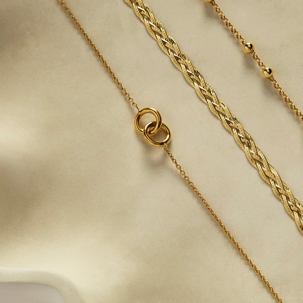 Najo Radiance Gold Tone Plaited Herringbone Necklace N6998