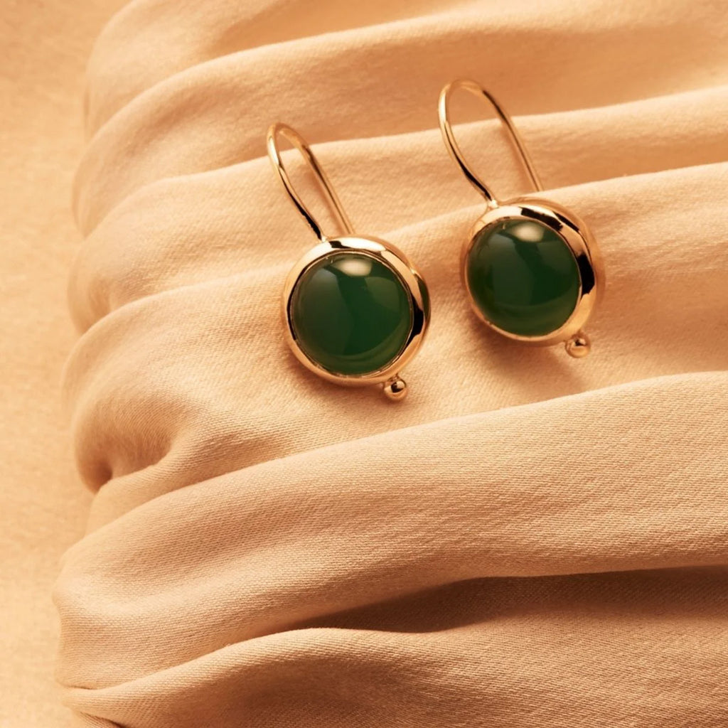 Najo Garland Gold Tone Green Onyx Earring E6752