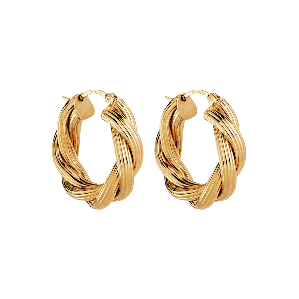 Najo Glamour Gold Tone Sterling Silver Twisted Ridge 25mm Ho