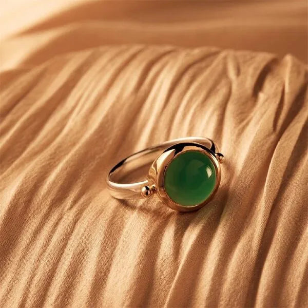 Najo Garland 2-Tone Round Green Onyx Ring R6752