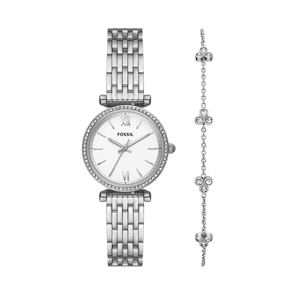 Fossil Carlie Stainless Steel Watch & Bracelet Gift Set ES53