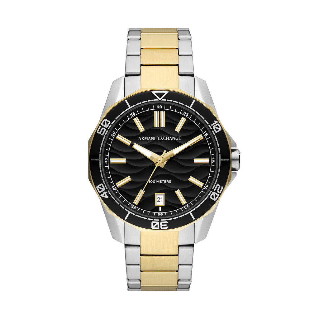Armani Exchange 'Spencer' 2-Tone Black Dial Watch AX1956