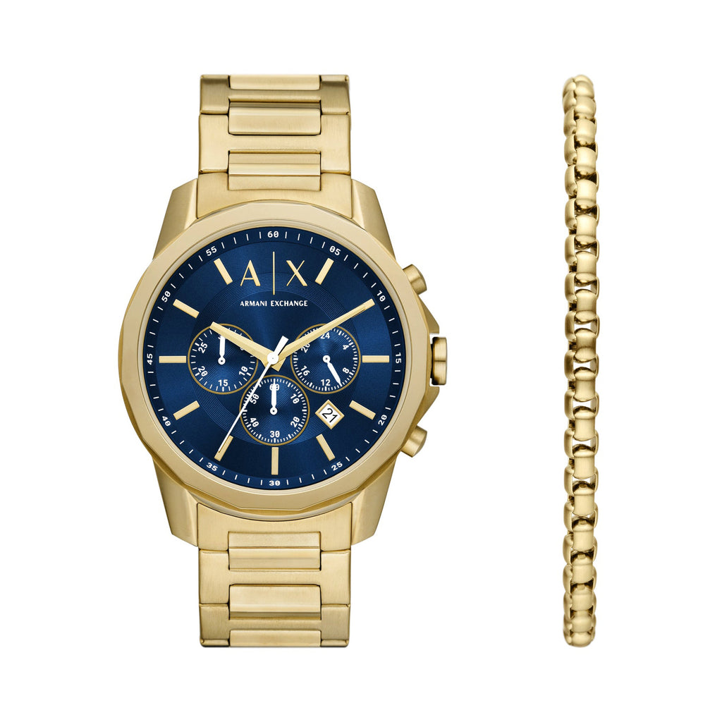 Armani Exchange 'Banks' Gold Tone Watch & Bracelet Set AX715