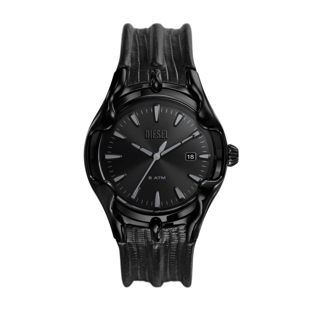 Diesel Vert Black Leather Watch DZ2193
