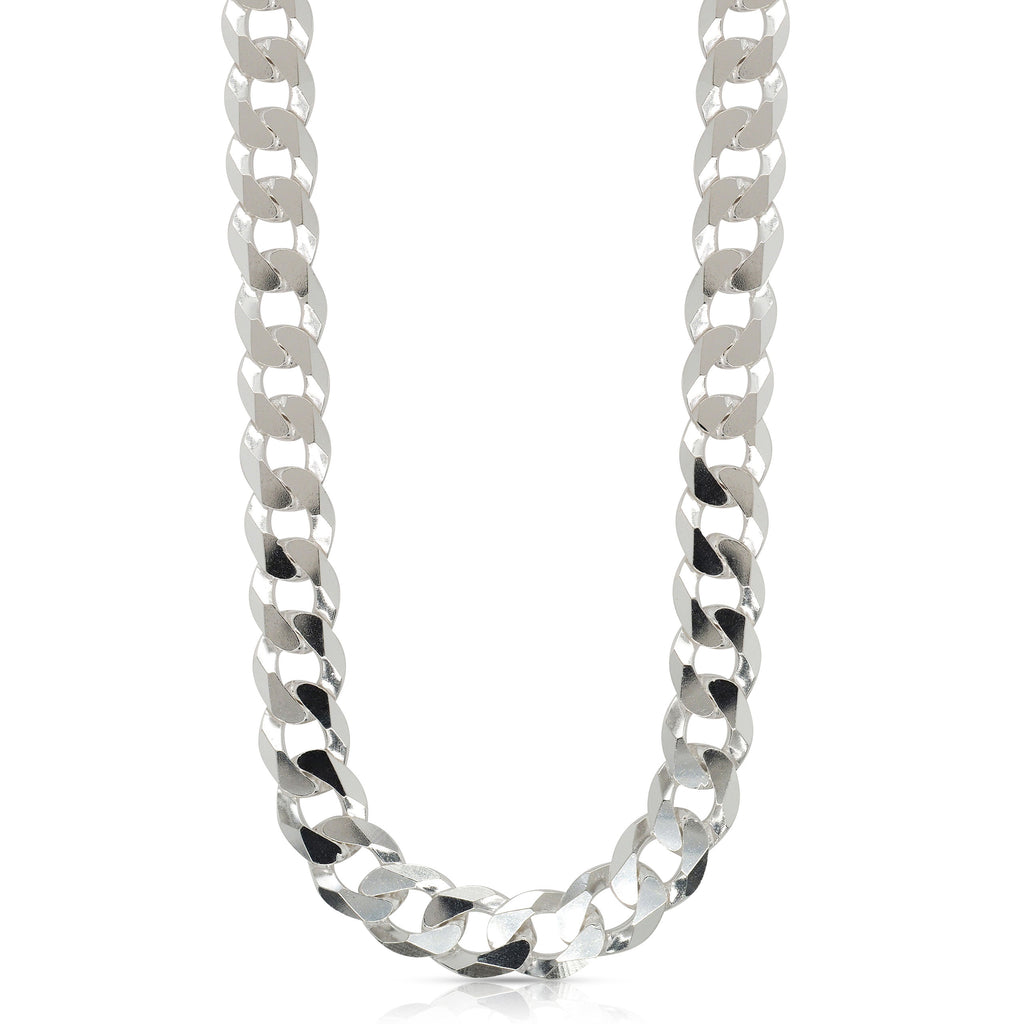 Sterling Silver Flat Diamond Cut 8mm Gauge Curb Chain