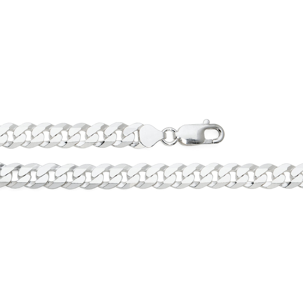 Sterling Silver Flat Curb Chain 22cm Bracelet