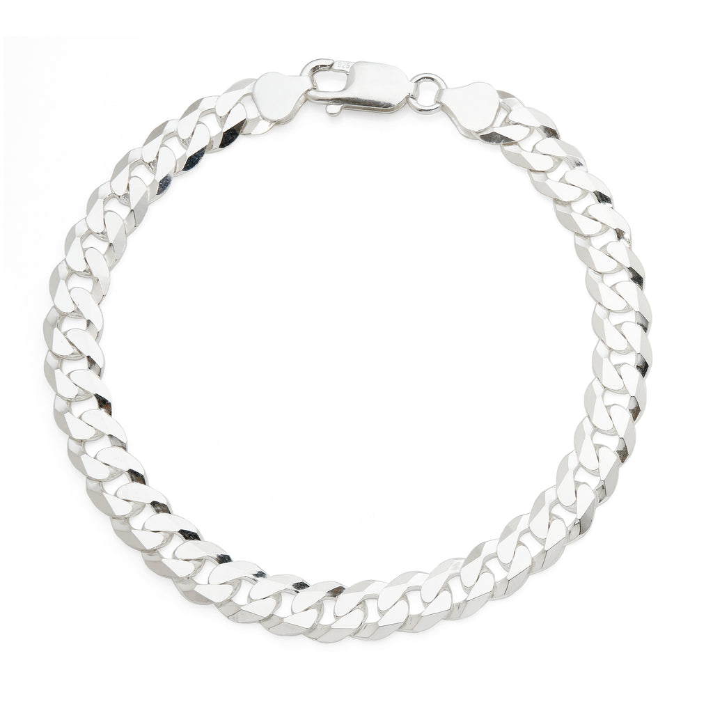 Sterling Silver Flat Curb Chain 22cm Bracelet