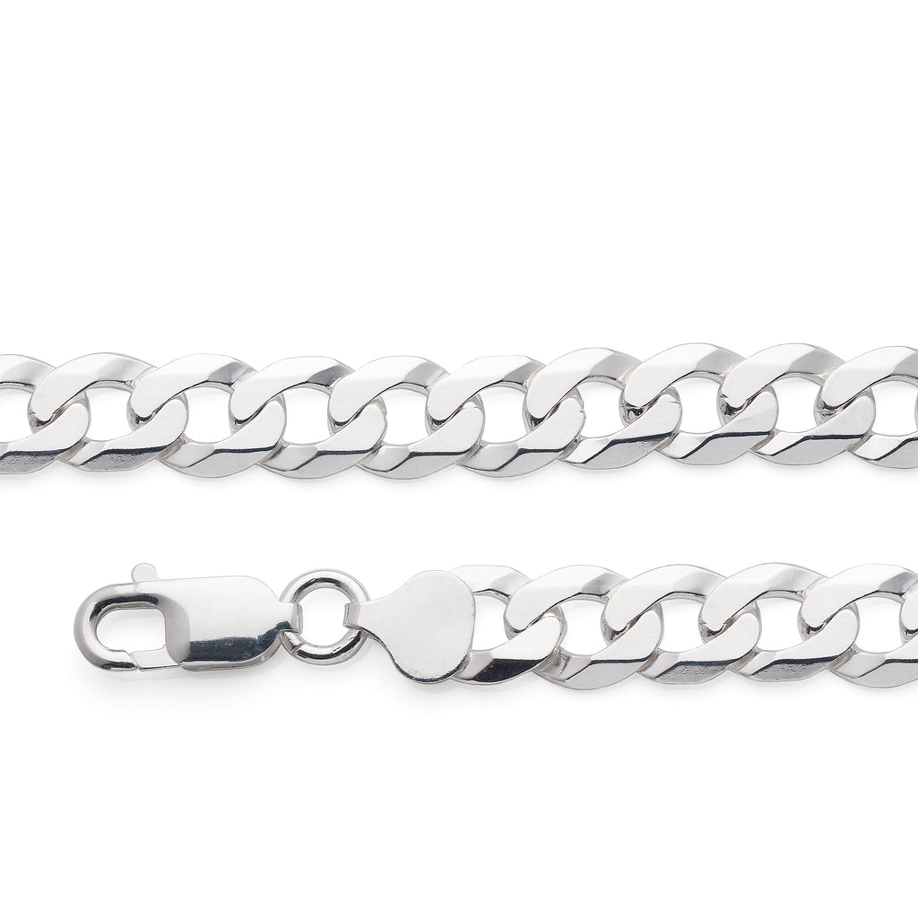 Sterling Silver Flat Diamond Curb Chain Bracelet