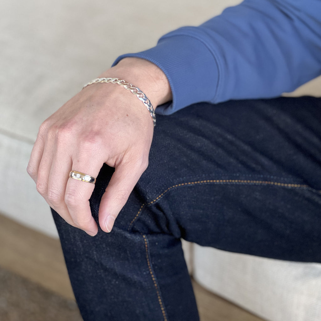 Sterling Silver Flat Diamond Curb Chain Bracelet