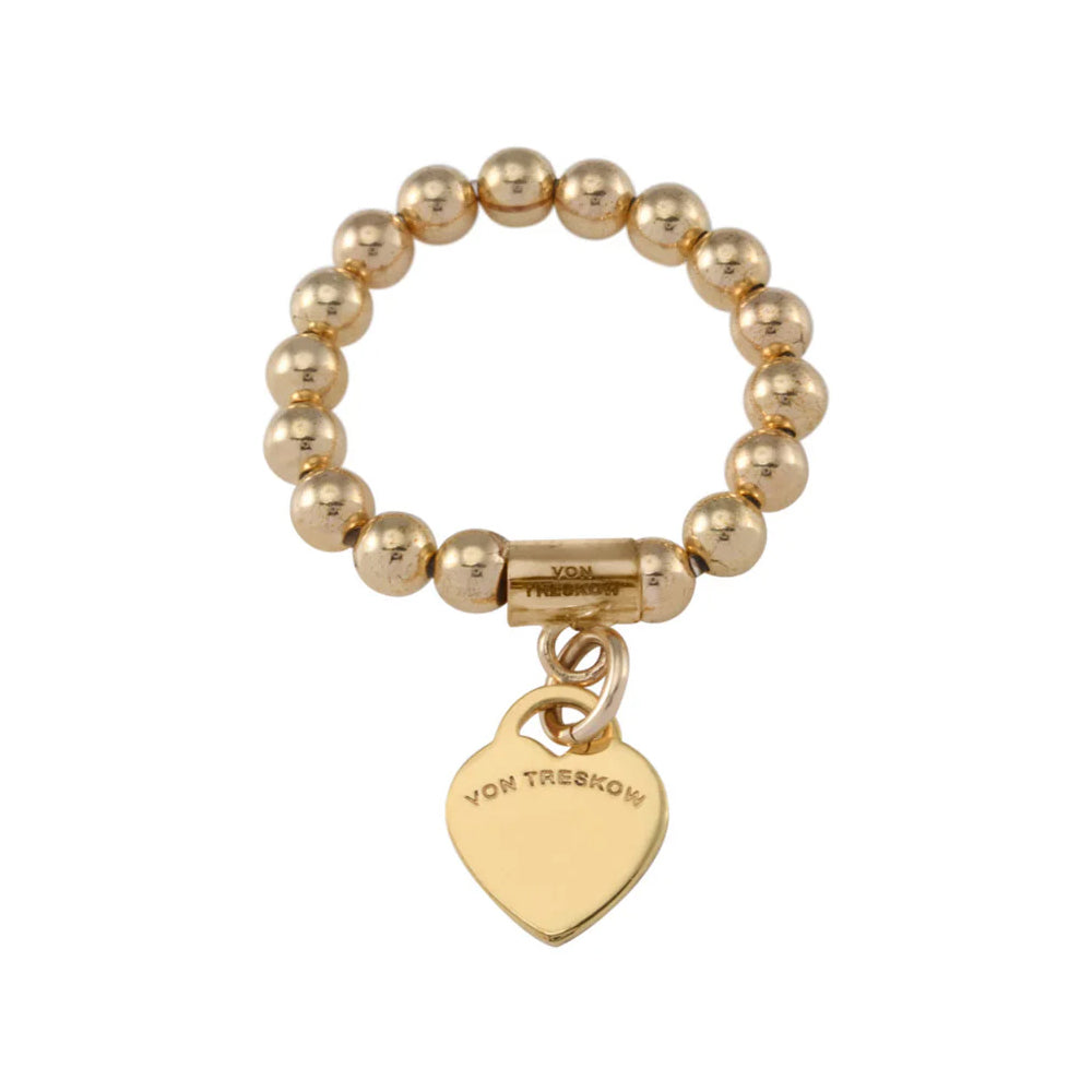 Von Treskow Yellow Gold Filled Flat Heart Charm Stretch Ring