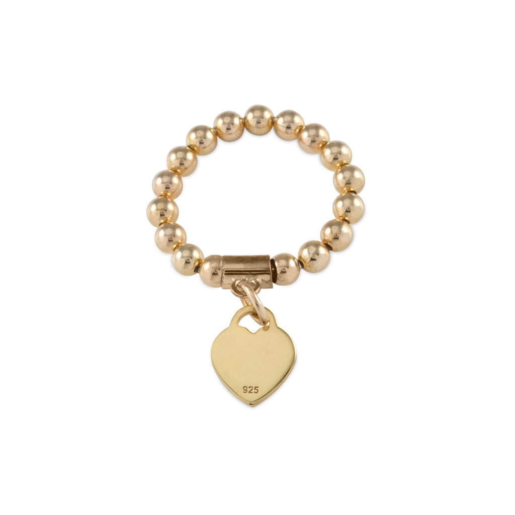 Von Treskow Yellow Gold Filled Flat Heart Charm Stretch Ring