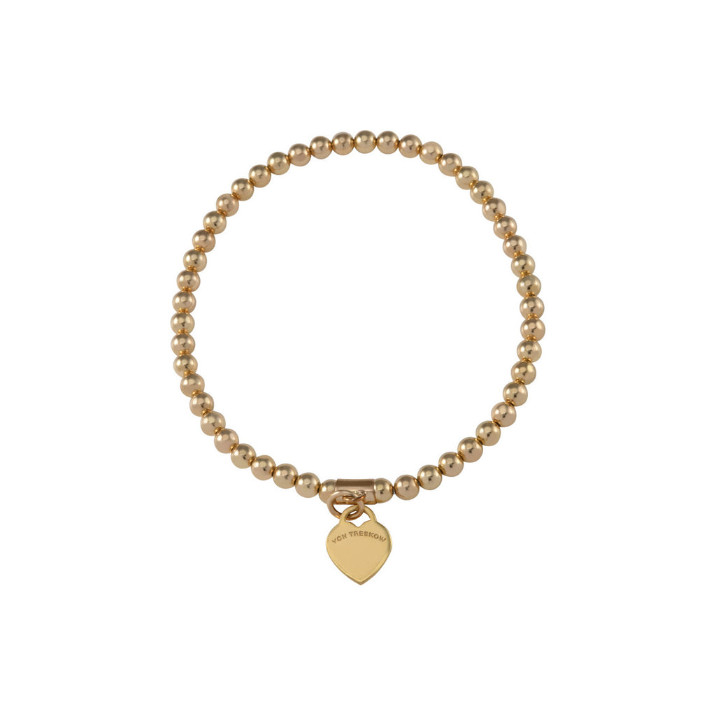 Von Treskow 14ct Gold Filled Mini Heart Charm Stretch Bracel