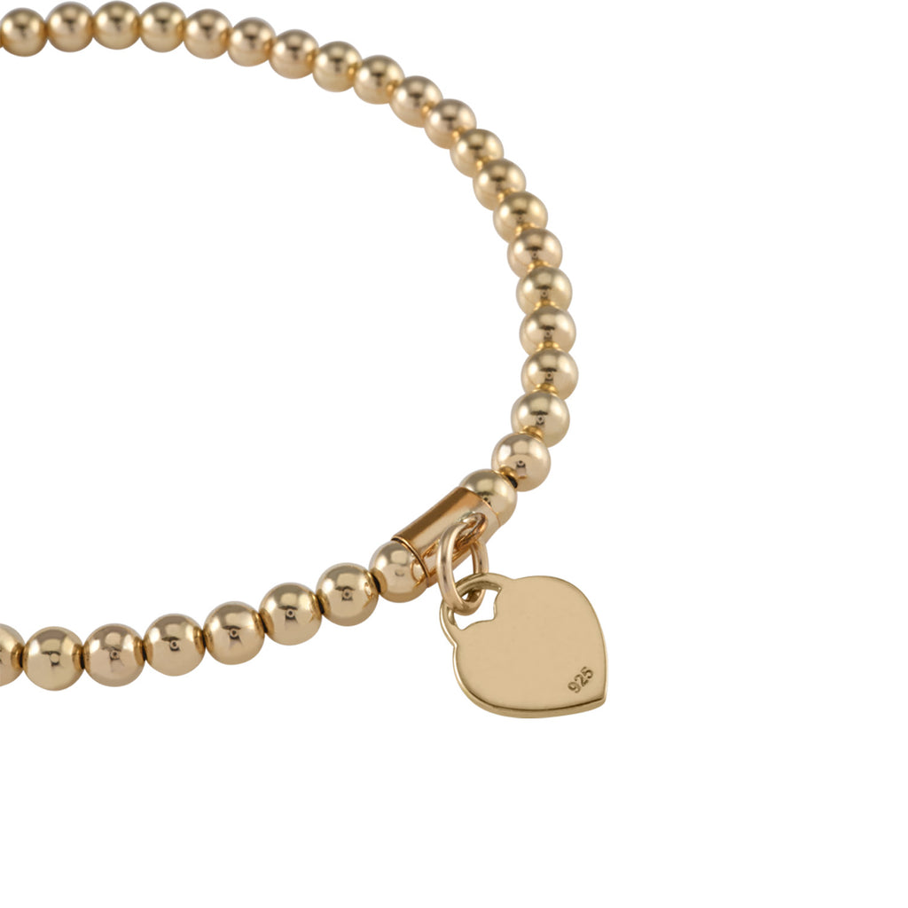 Von Treskow 14ct Gold Filled Mini Heart Charm Stretch Bracel