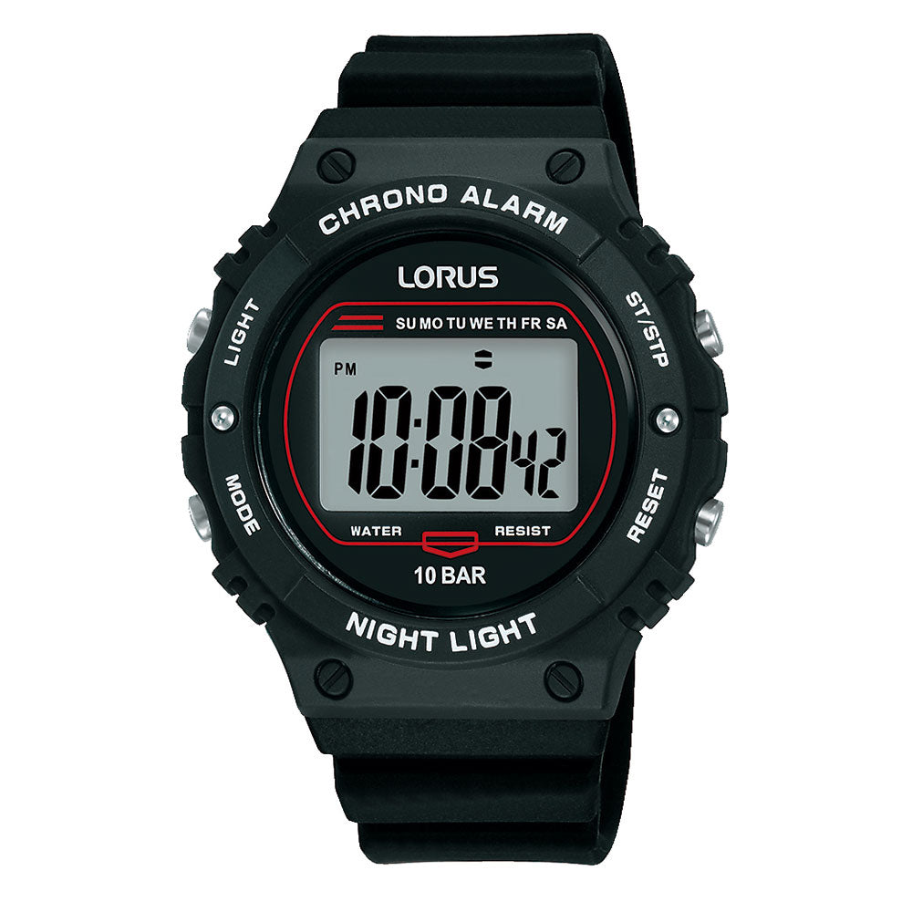 Lorus Black & Red Multi-Timer Digital Watch R2313PX-9