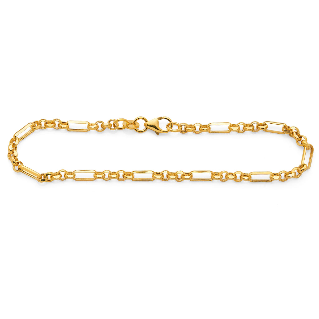 9ct Yellow Gold 1+5 Oval & Round Belcher Bracelet