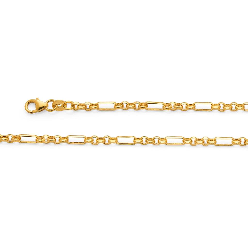 9ct Yellow Gold 1+5 Oval & Round Belcher Bracelet