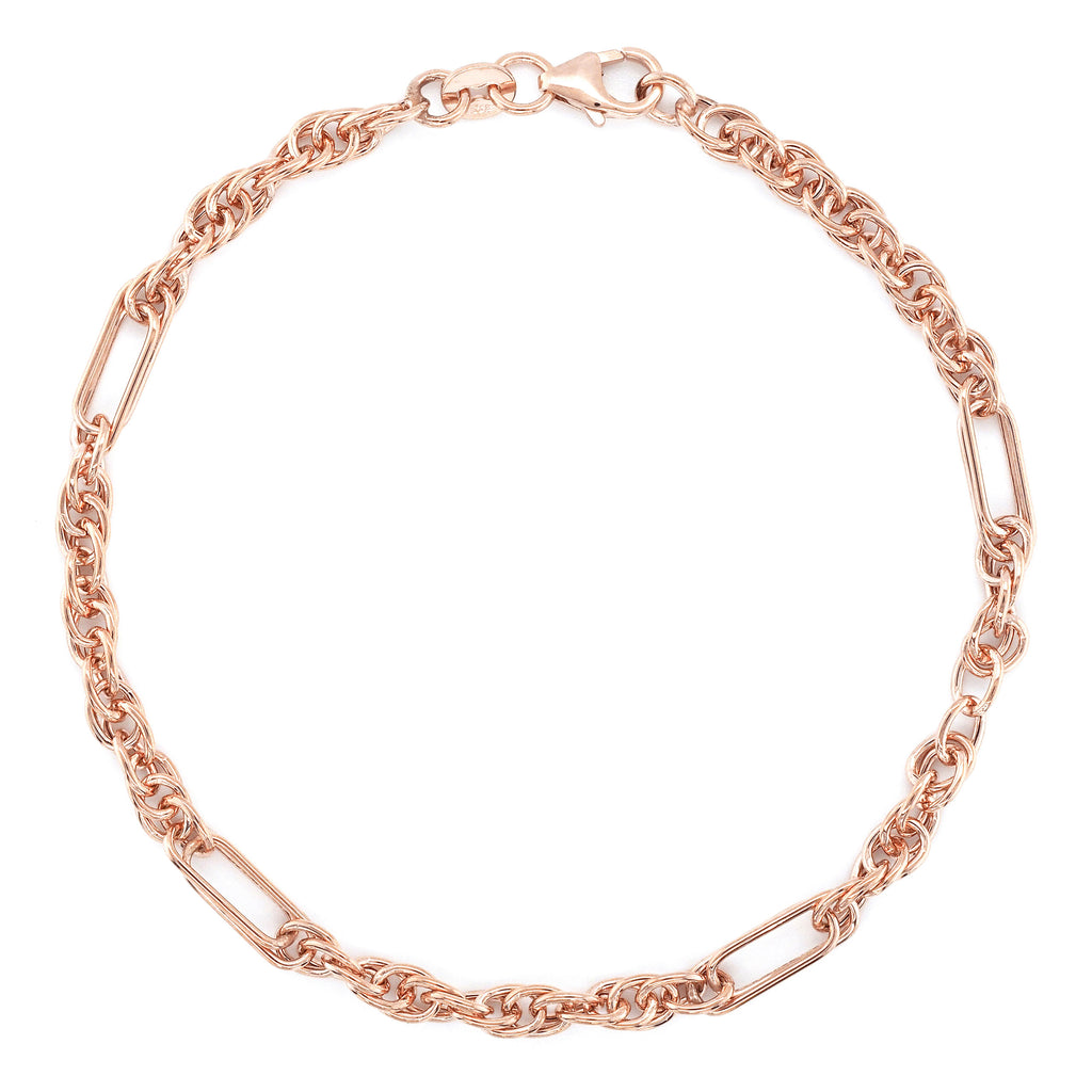 9ct Rose Gold Open Rope & Oval Link Bracelet