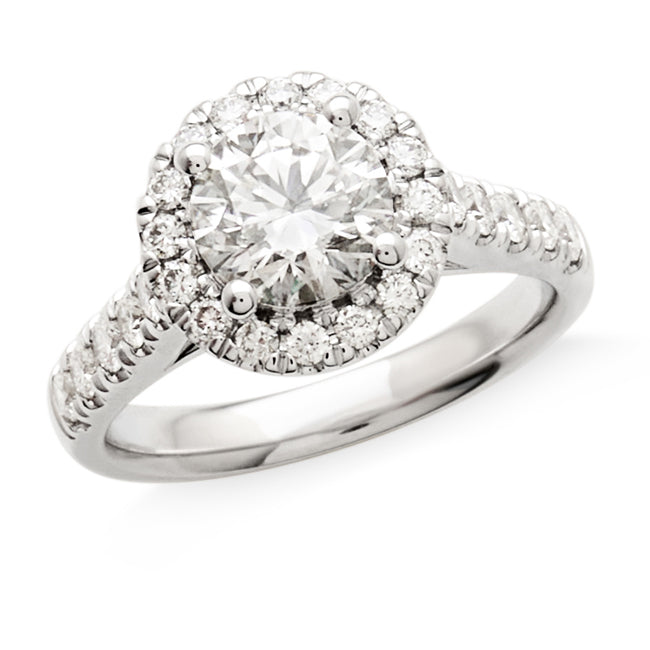 18ct White Gold 1.52ct Lab Grown Diamond Halo Ring