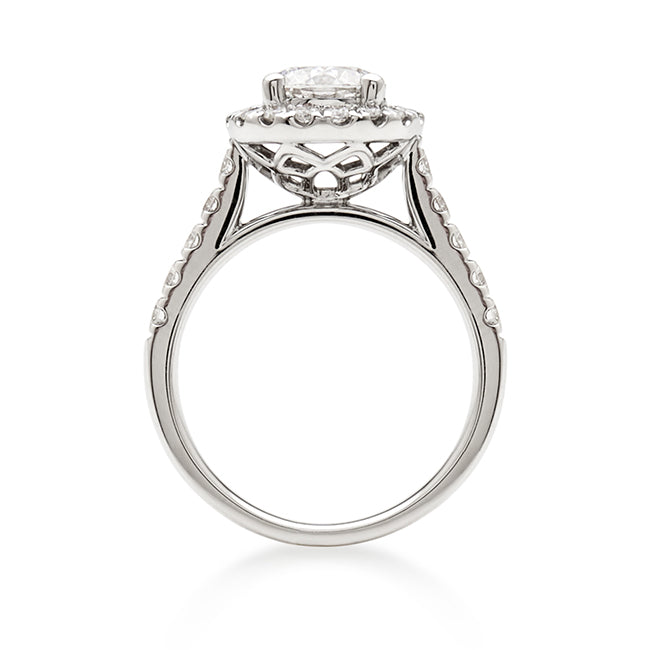 18ct White Gold 1.52ct Lab Grown Diamond Halo Ring