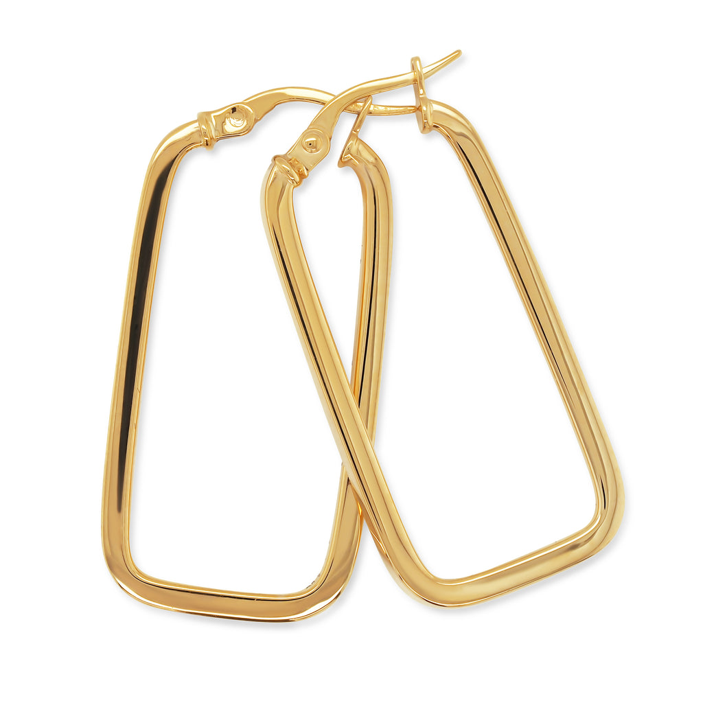 9ct Yellow Gold 30mm Rectangle Hoop Earrings