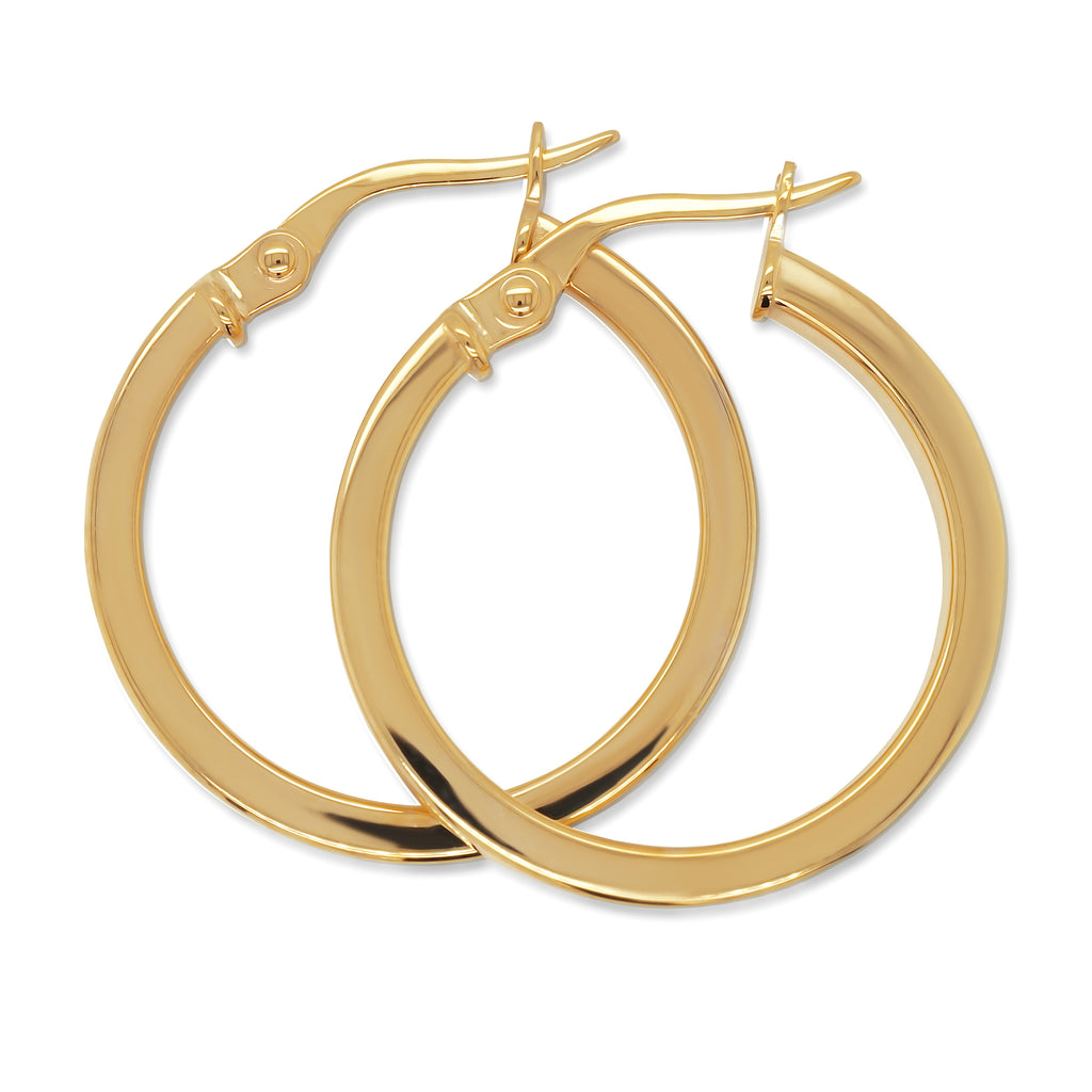 9ct Yellow Gold Square Tube 17mm Hoop Earrings