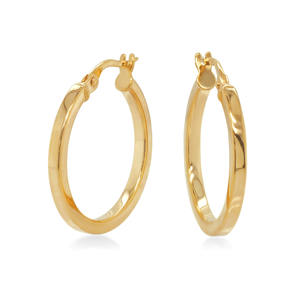 9ct Yellow Gold Square Tube 17mm Hoop Earrings