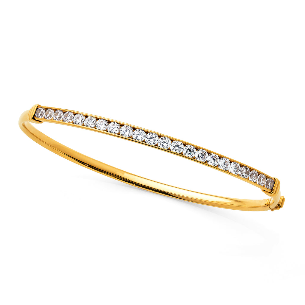 9ct Yellow Gold Cubic Zirconia Flex Hinged Bangle