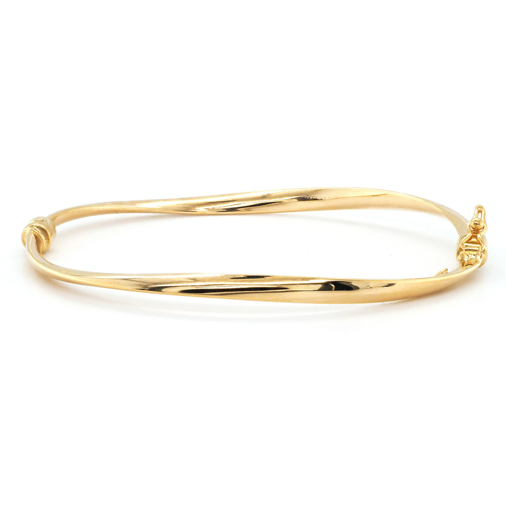 9ct Gold 53x60mm Oval Hollow Hinged Twist Bangle