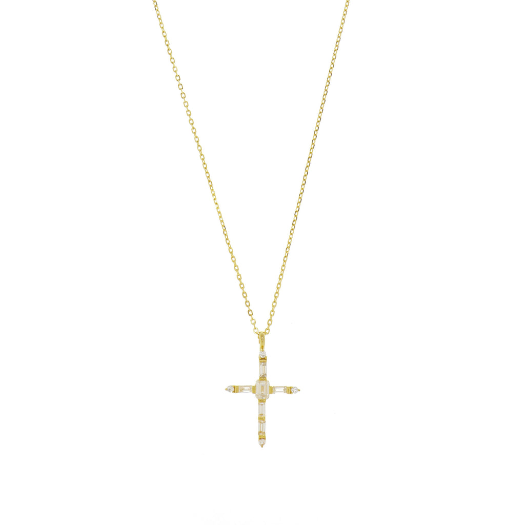 Georgini 'Gifts' Gold Baguette Cubic Zirconia Cross Pendant