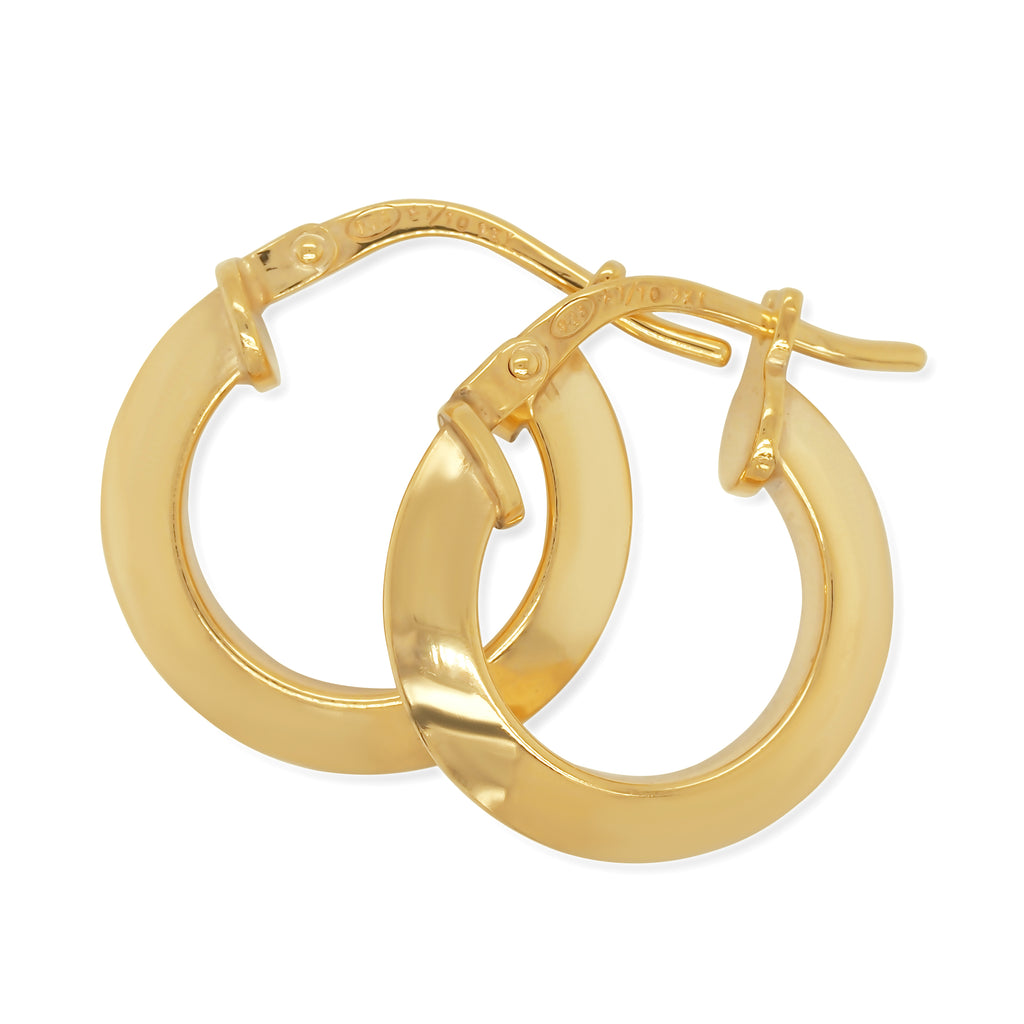 9ct Yellow Gold Bonded 10mm Knife Edge Hoops