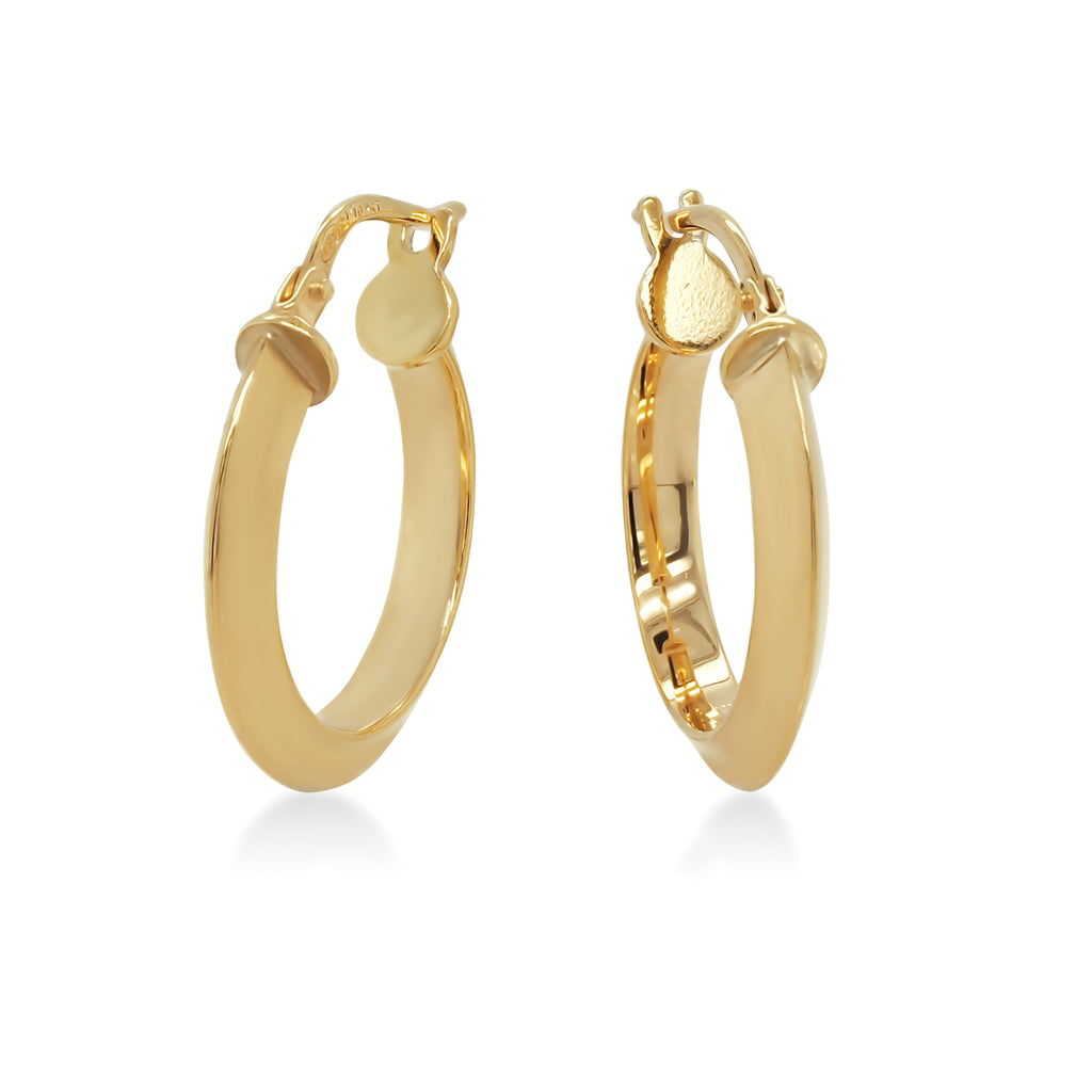 9ct Yellow Gold Bonded 15mm Knife Edge Hoops