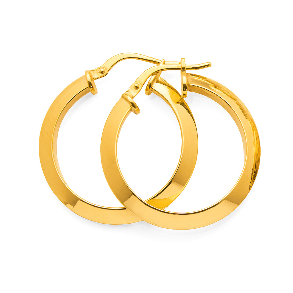 9ct Yellow Gold Bonded 20mm Knife Edge Hoops