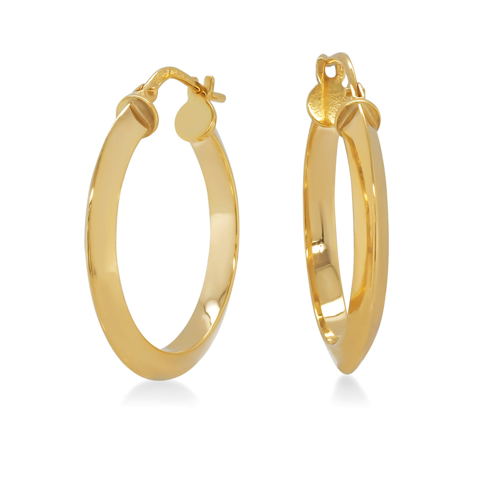 9ct Yellow Gold Bonded 20mm Knife Edge Hoops