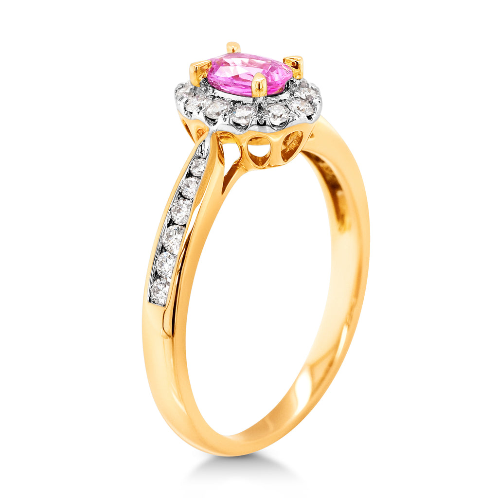 18ct Rose Gold Oval Pink Sapphire & Diamond Ring TDW 0.33CT