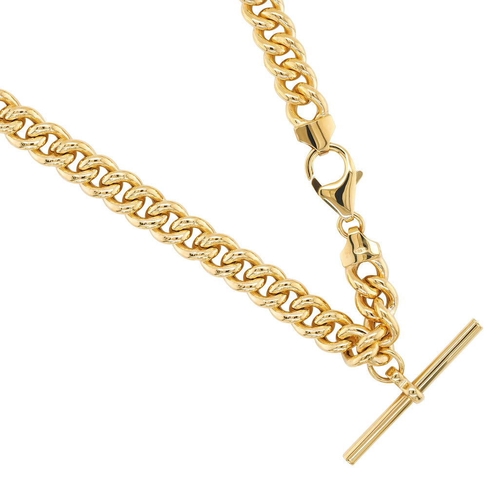 9ct Yellow Gold Hollow Curb T-Bar Necklet