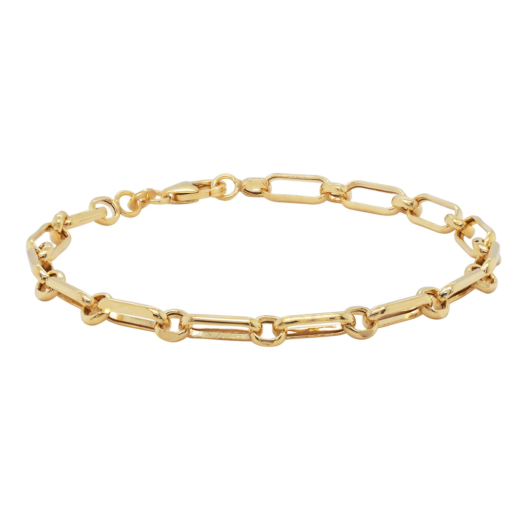 9ct Yellow Gold Alternating Oval & Round Belcher 19cm Bracel