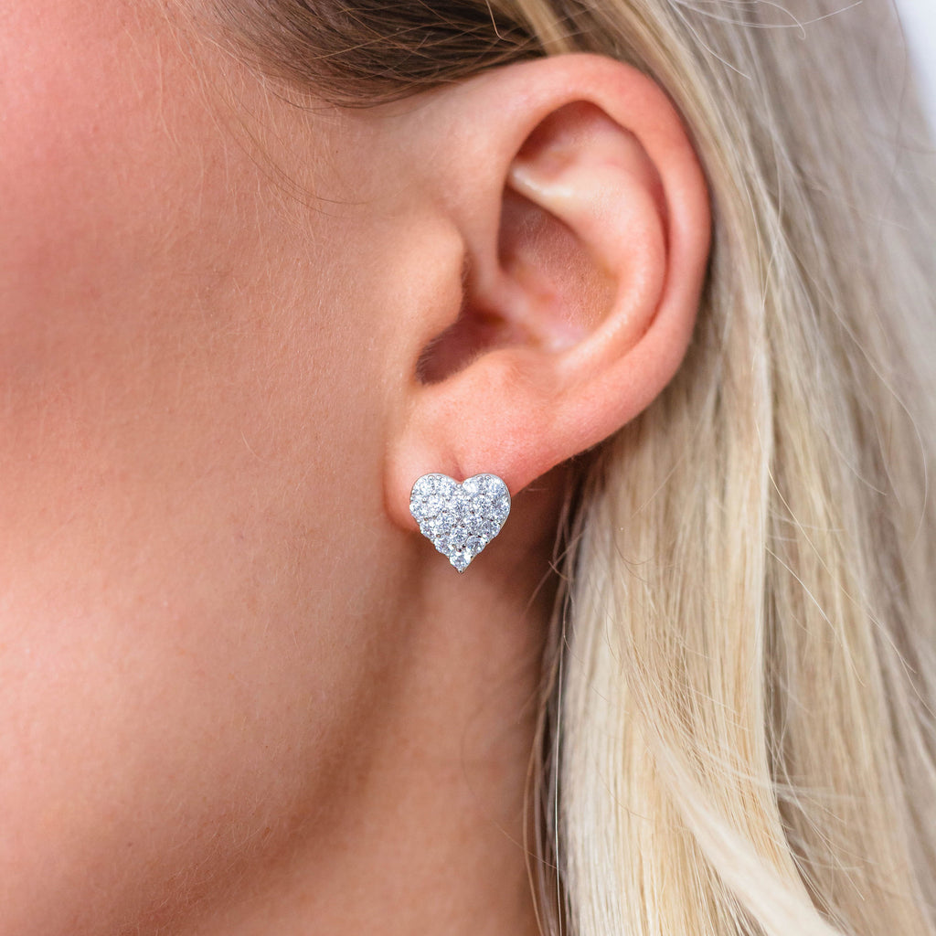 Georgini 'Sweetheart Sparkly Heart' Sterling Silver Studs IE