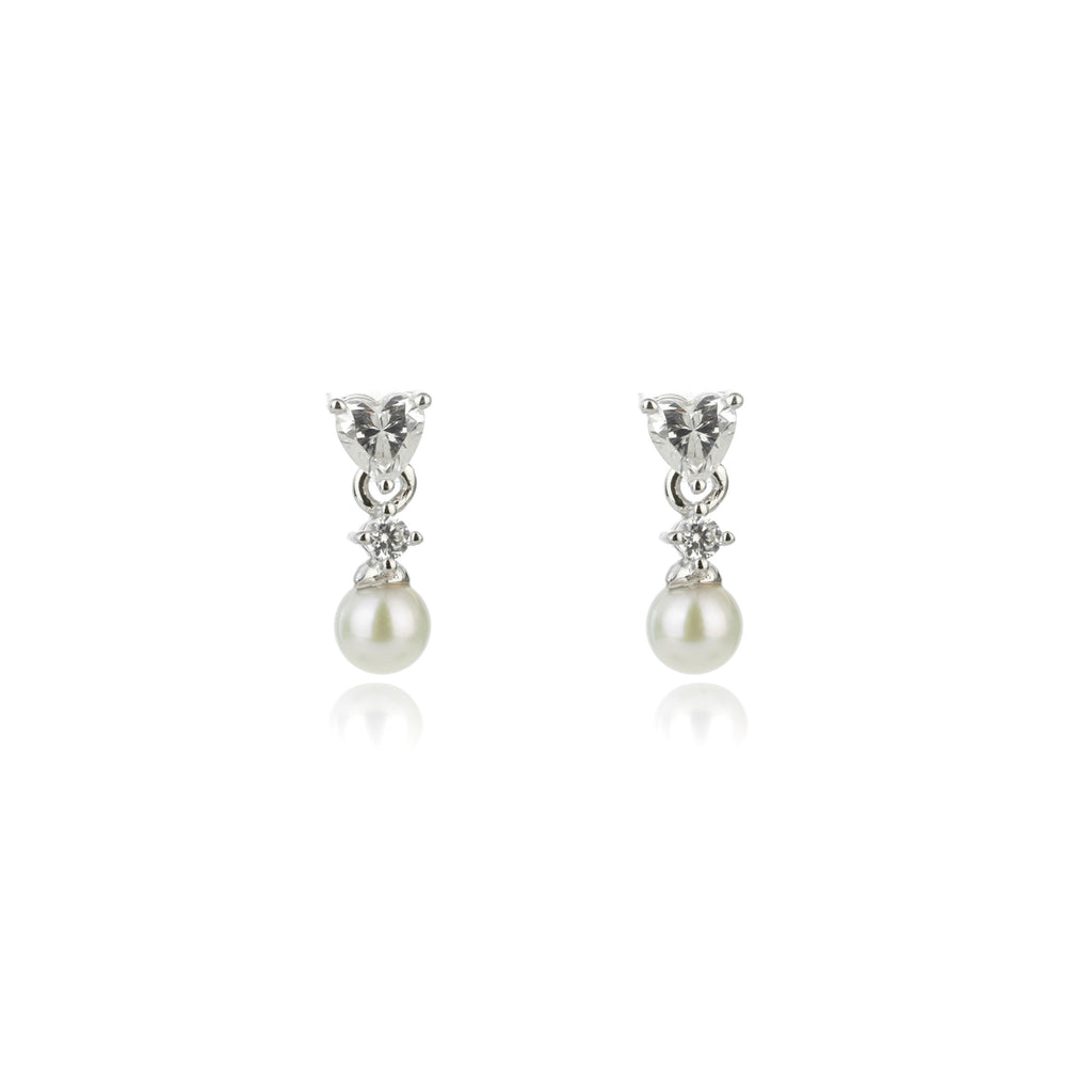 Georgini 'Sweetheart Mini Heart' Pearl Droplet Earrings IE11