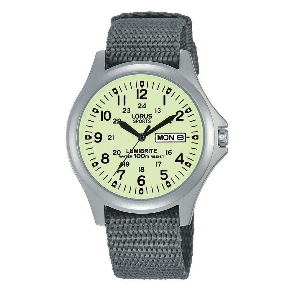 Lorus Lumbrite Dial Grey Nylon Strap Watch RJ655AX-9