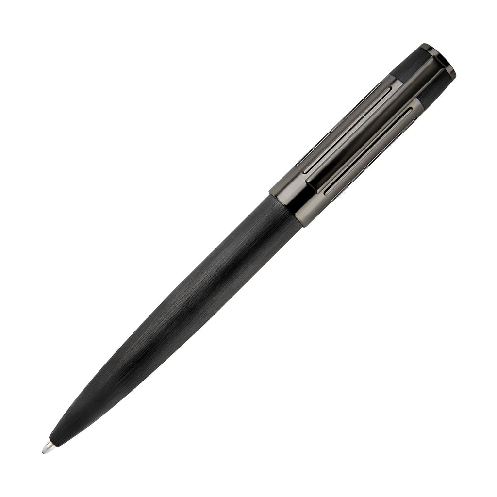 Hugo Boss Gear Ribs Gunmetal Black Ballpoint Pen HSV3064A