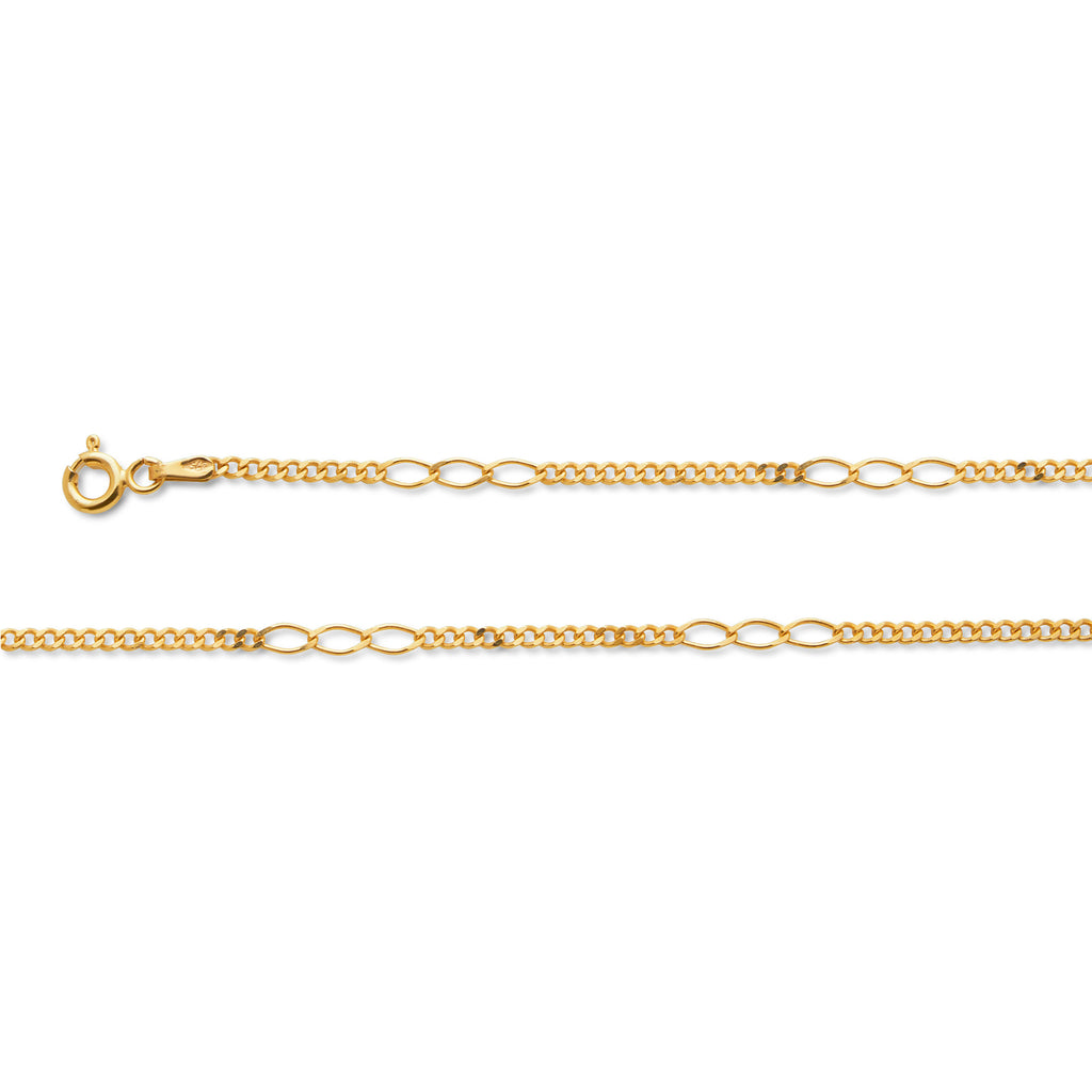 9ct Yellow Gold Solid Curb & Oval Link Bracelet