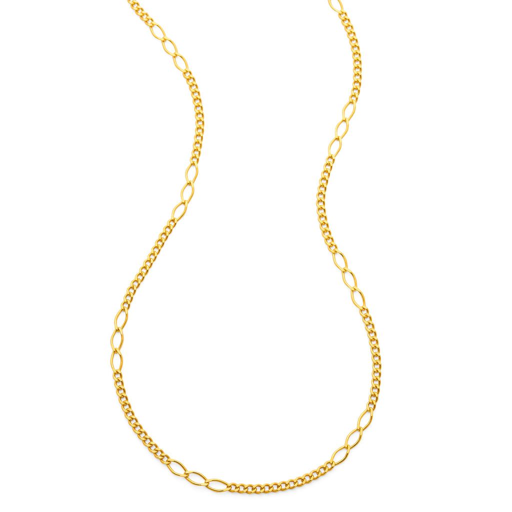 9ct Yellow Gold Solid Curb & Oval Link Chain