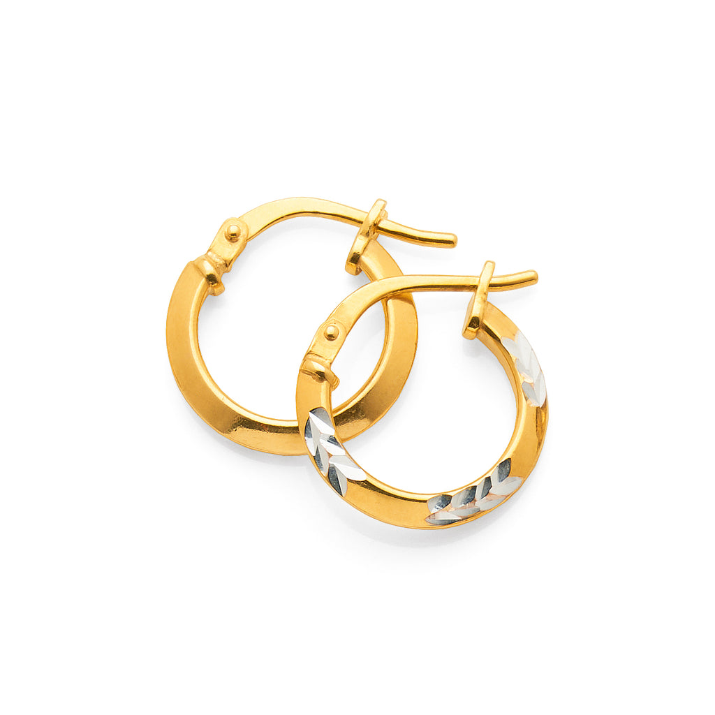 9ct 2-tone Gold Bonded 10mm Knife-Edge Hoops