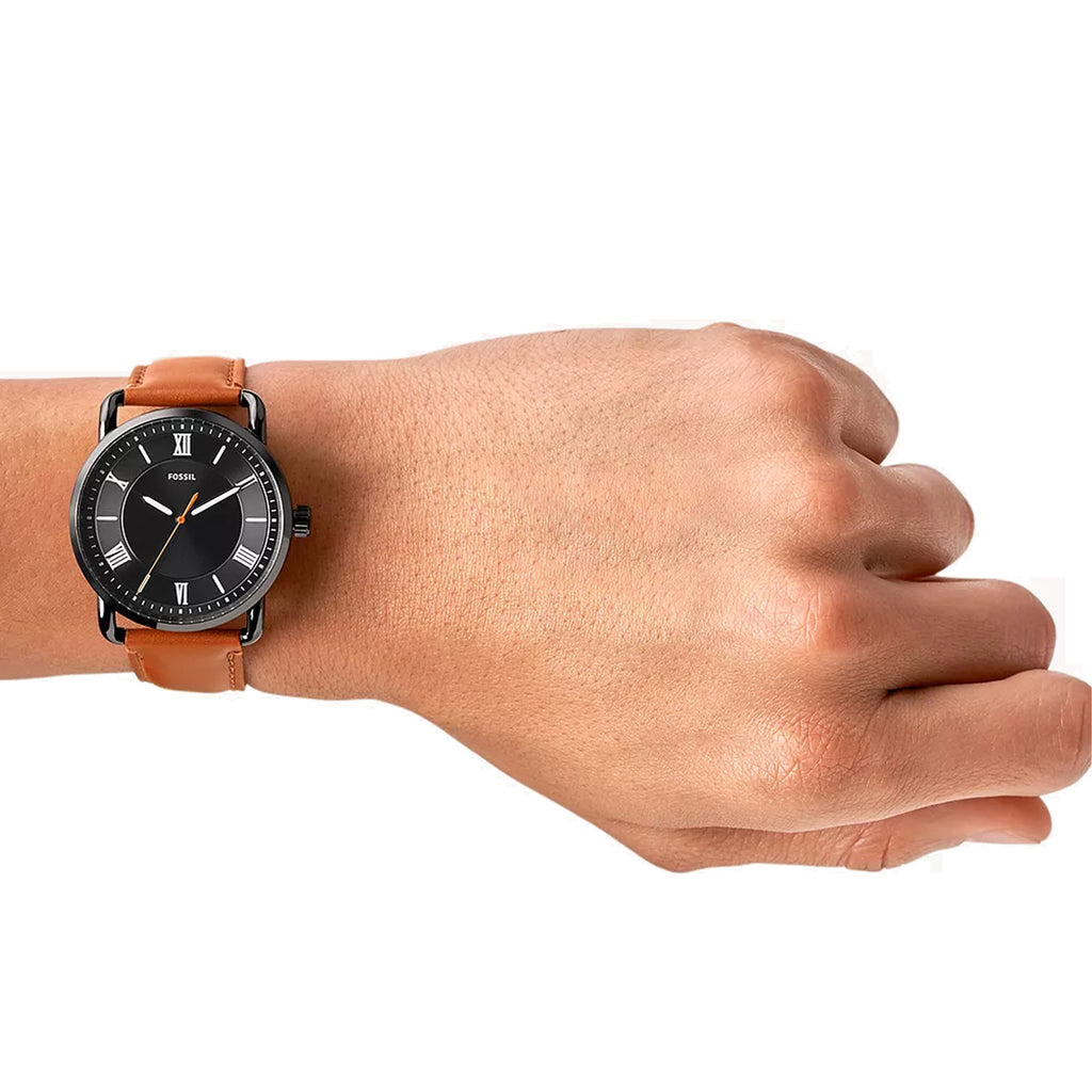 Fossil Copeland Brown Leather Black Dial Watch FS5667