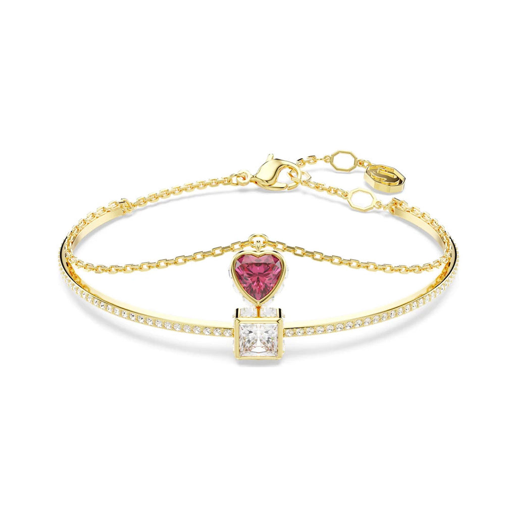 Swarovski 'Chroma' Red Crystal Heart Gold Tone Bangle 568383