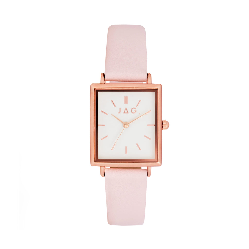 Jag 'Airlie' Pink Leather Rose Tone Stainless Steel Watch J2