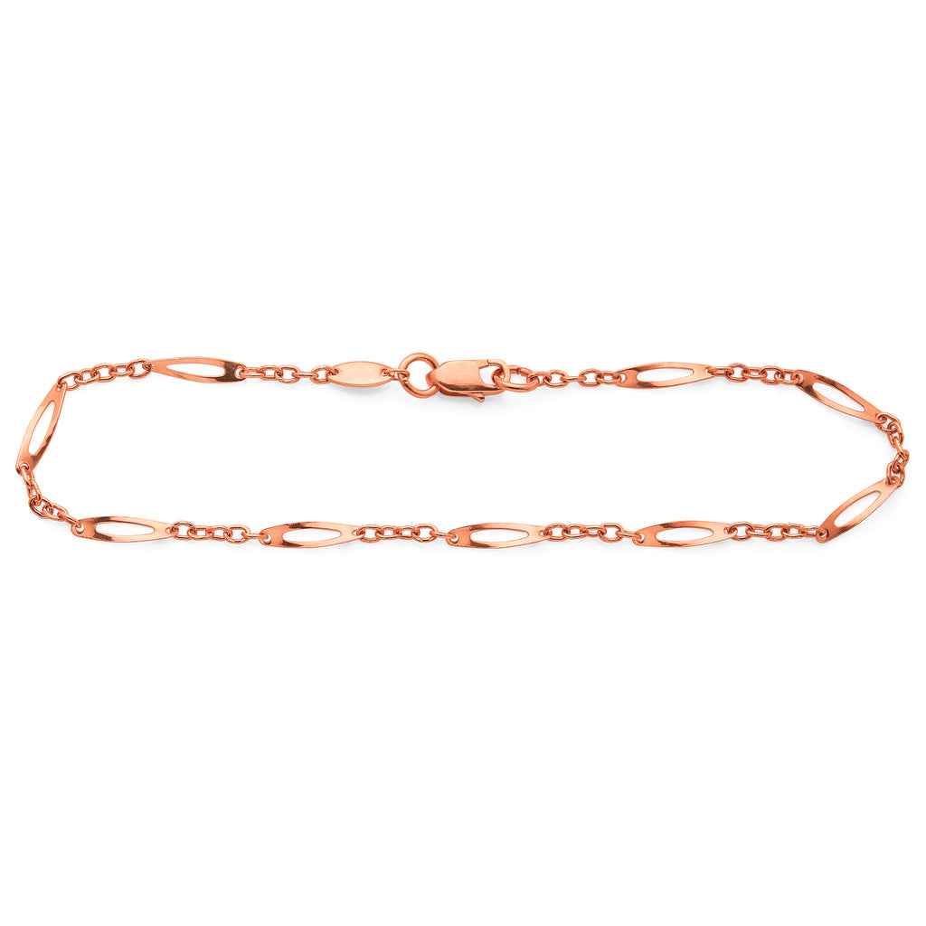 9ct Rose Gold Open Oval & Round Link Bracelet